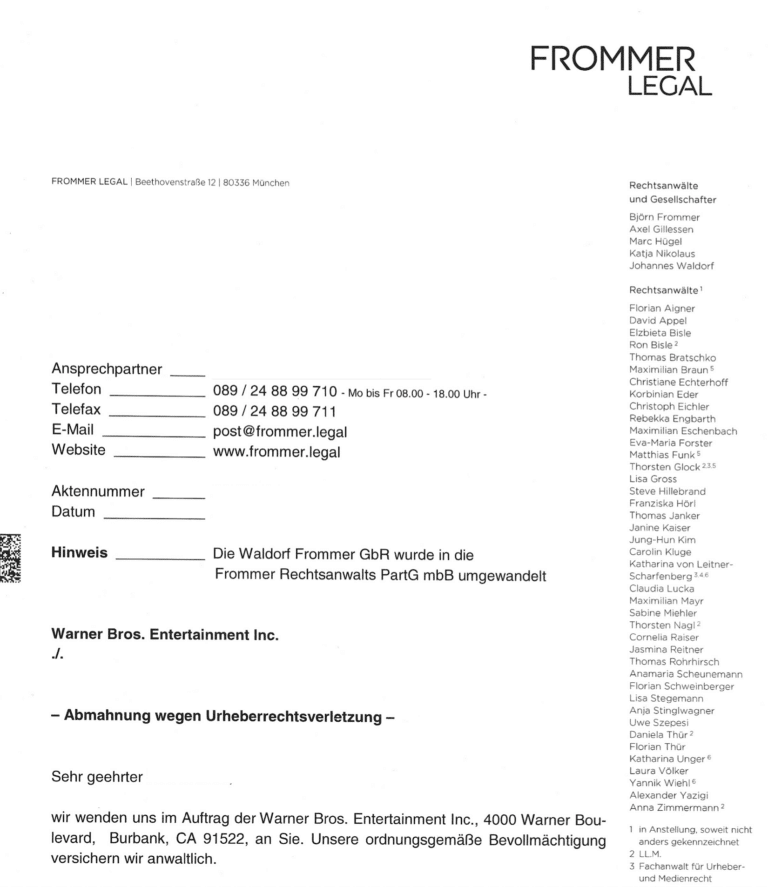 Frommer Legal Abmahnung 2025? Wir helfen!